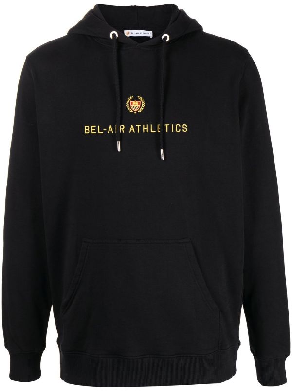 BEL-AIR ATHLETICS Logo Embroidered Hoodie Black - MAISONDEFASHION.COM