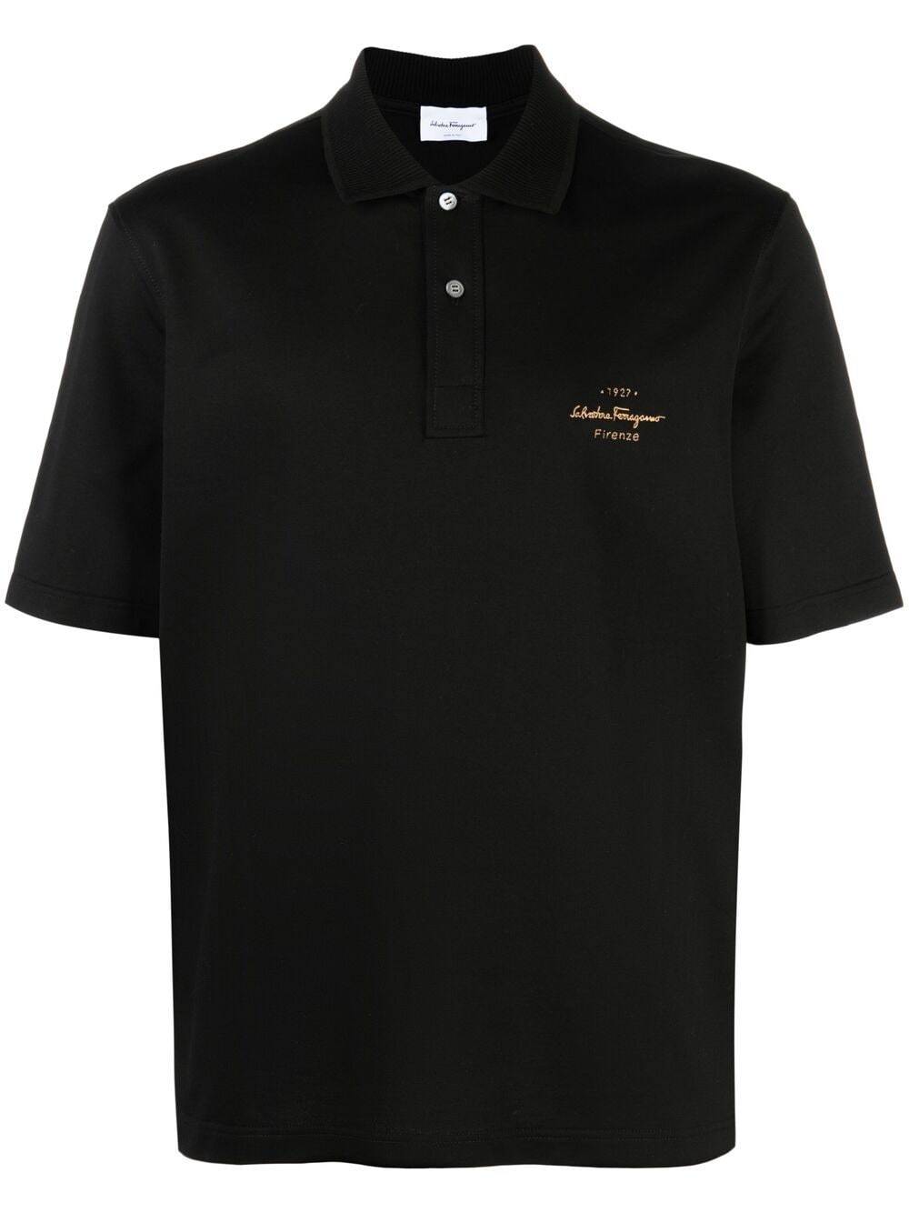 SALVATORE FERRAGAMO Logo Polo Shirt Black - MAISONDEFASHION.COM