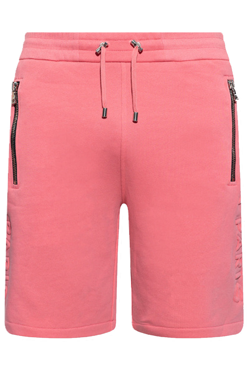 BALMAIN Logo Embossed Shorts Pink - MAISONDEFASHION.COM