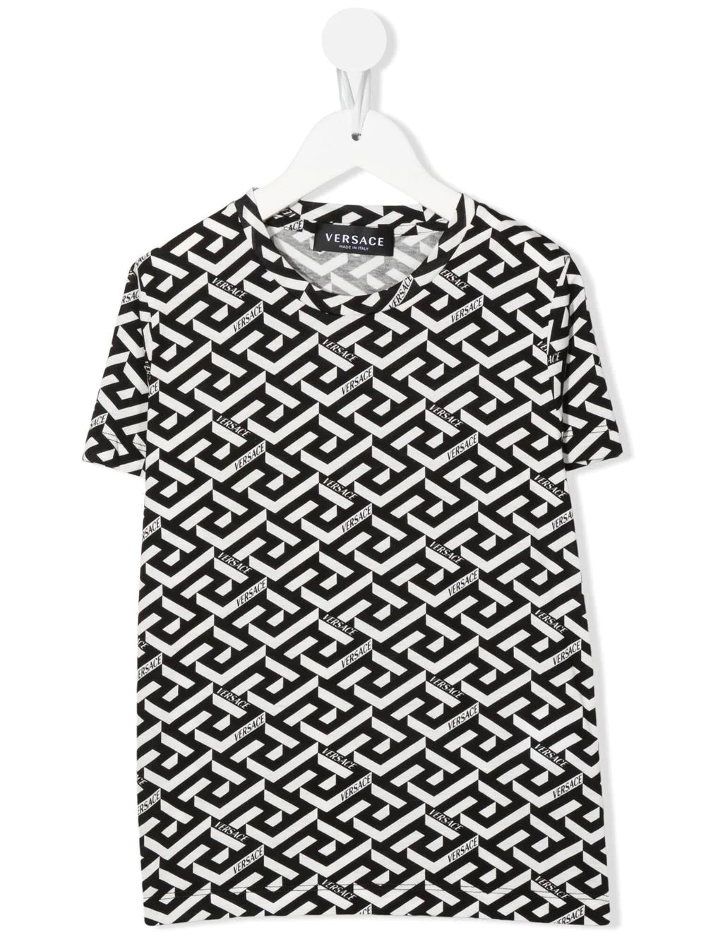 VERSACE KIDS La Greca Print T-Shirt Black/White - MAISONDEFASHION.COM