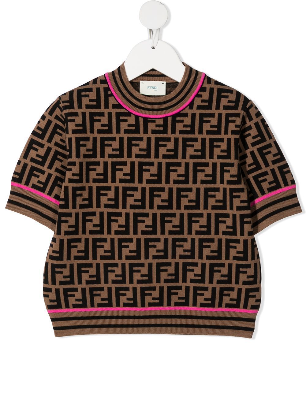 PRELOAD FENDI KIDS FF Print T-Shirt Brown - Maison De Fashion 