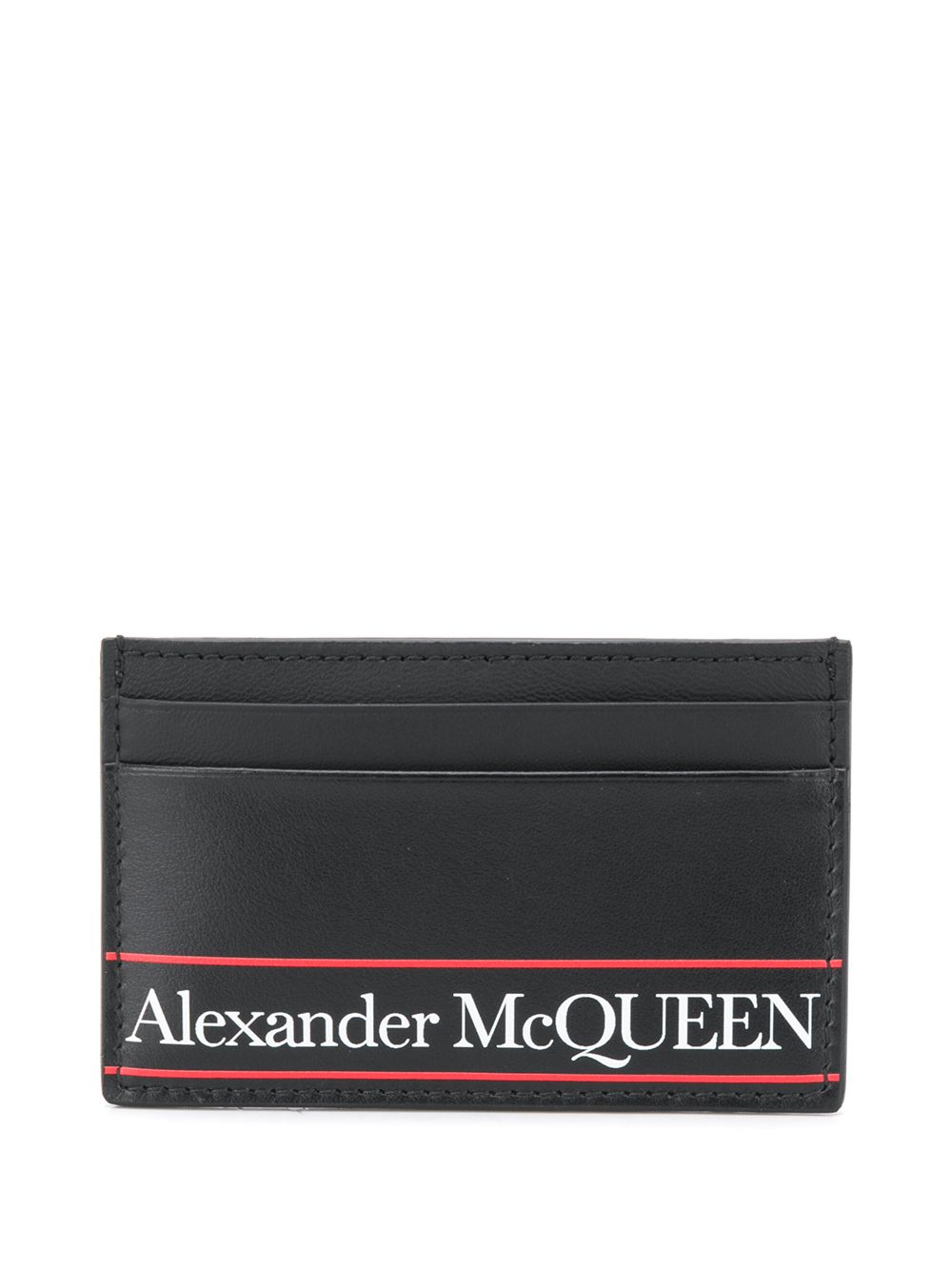 ALEXANDER MCQUEEN Logo Tape Card Holder Black - MAISONDEFASHION.COM