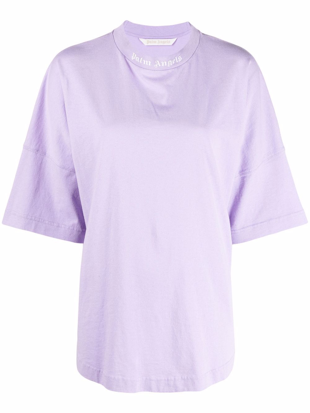PALM ANGELS WOMEN Logo Print High Neck T-Shirt Purple - MAISONDEFASHION.COM