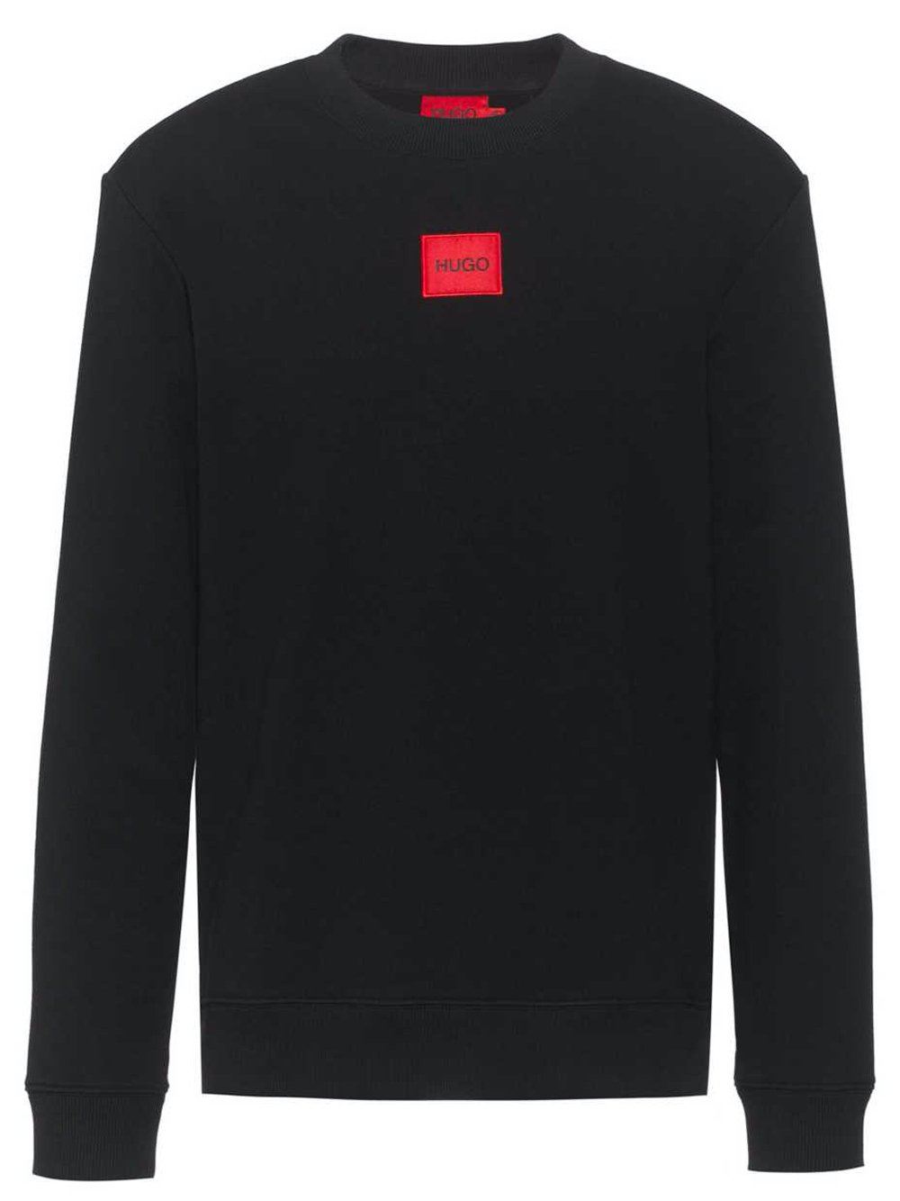 HUGO Square Logo Sweatshirt Black - MAISONDEFASHION.COM