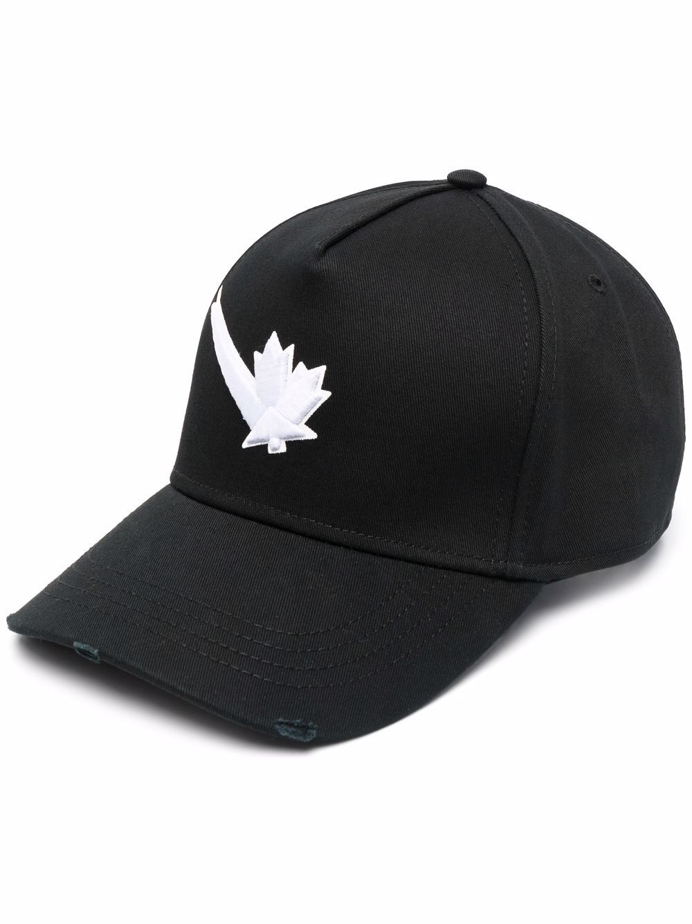 DSQUARED2 Embroidered Maple Leaf Baseball Cap Black - MAISONDEFASHION.COM