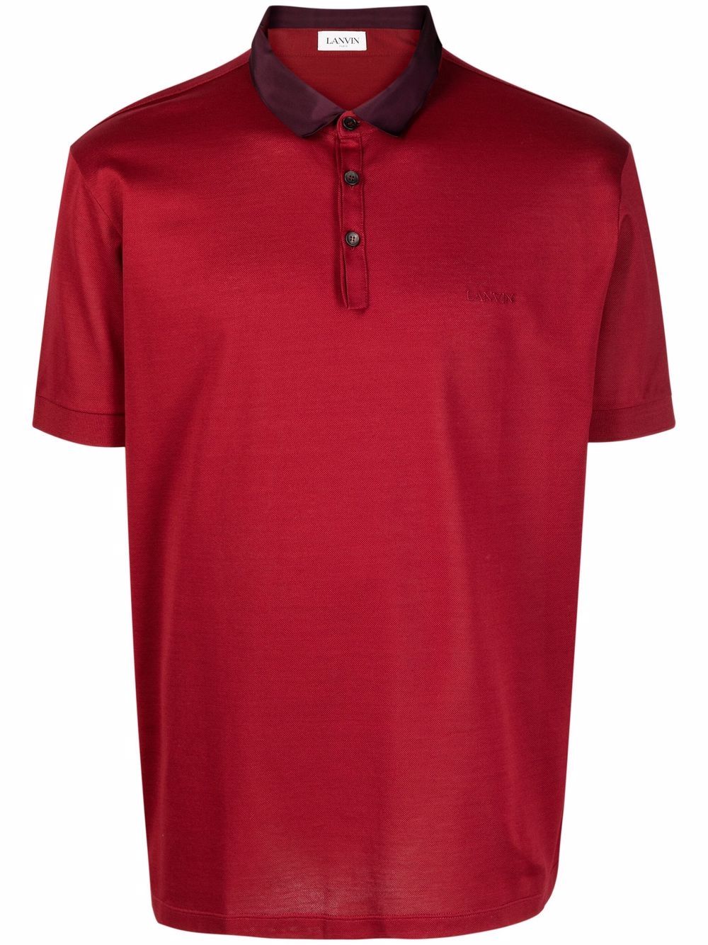 LANVIN Embroidered Logo Polo Shirt Red - MAISONDEFASHION.COM