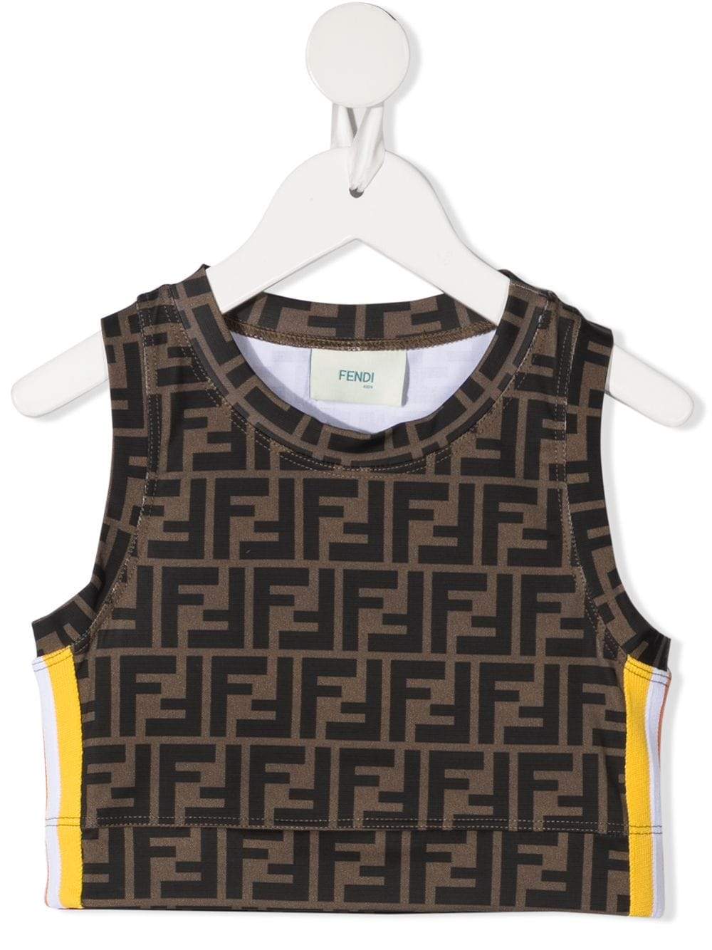 FENDI KIDS FF Logo Monogram Vest Brown - MAISONDEFASHION.COM