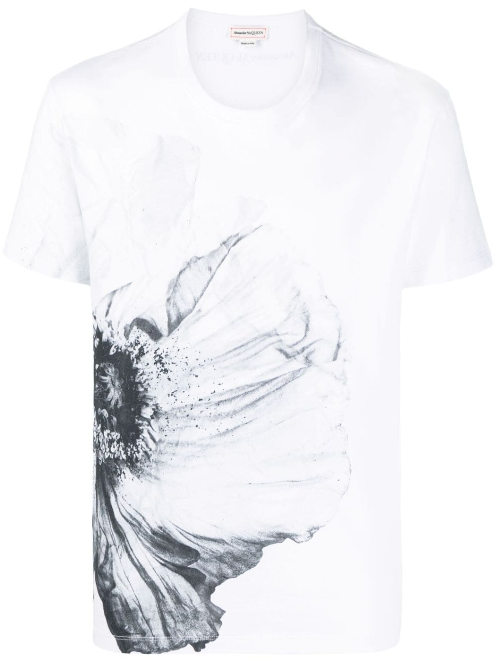 ALEXANDER MCQUEEN Floral-print cotton T-shirt White - MAISONDEFASHION.COM