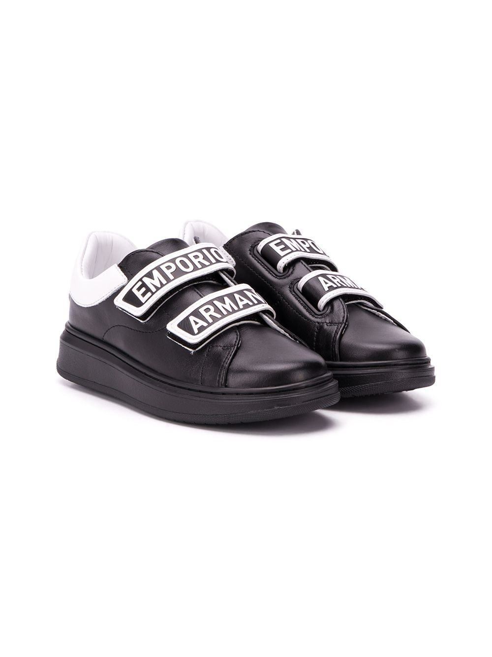 EMPORIO ARMANI KIDS Logo touch strap sneakers Black - MAISONDEFASHION.COM