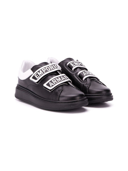 EMPORIO ARMANI KIDS Logo touch strap sneakers Black