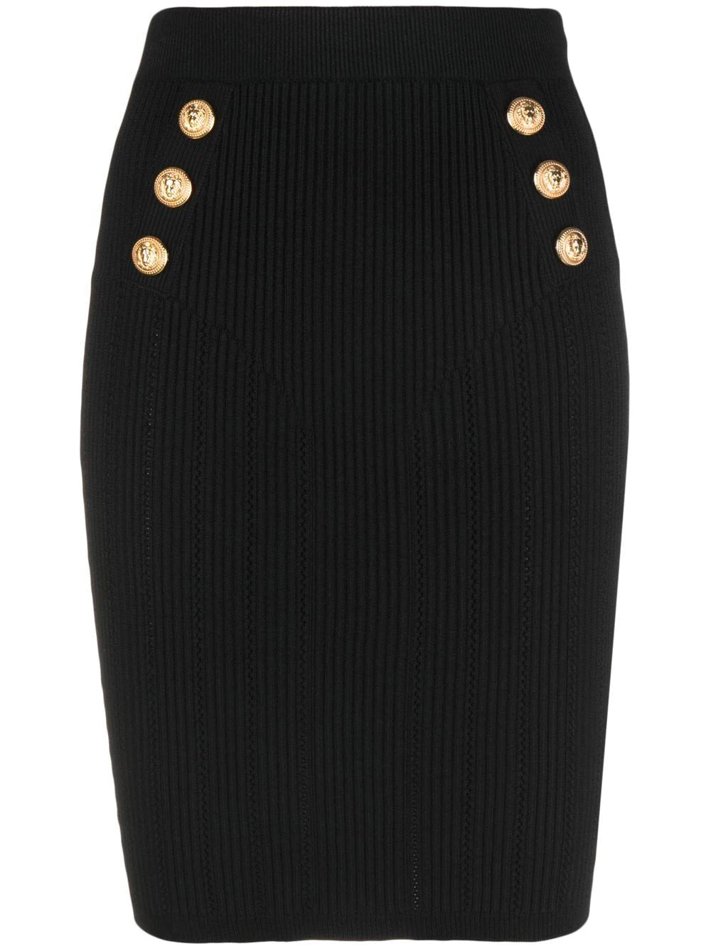 BALMAIN WOMEN 6 Button Knit Skirt Black - MAISONDEFASHION.COM