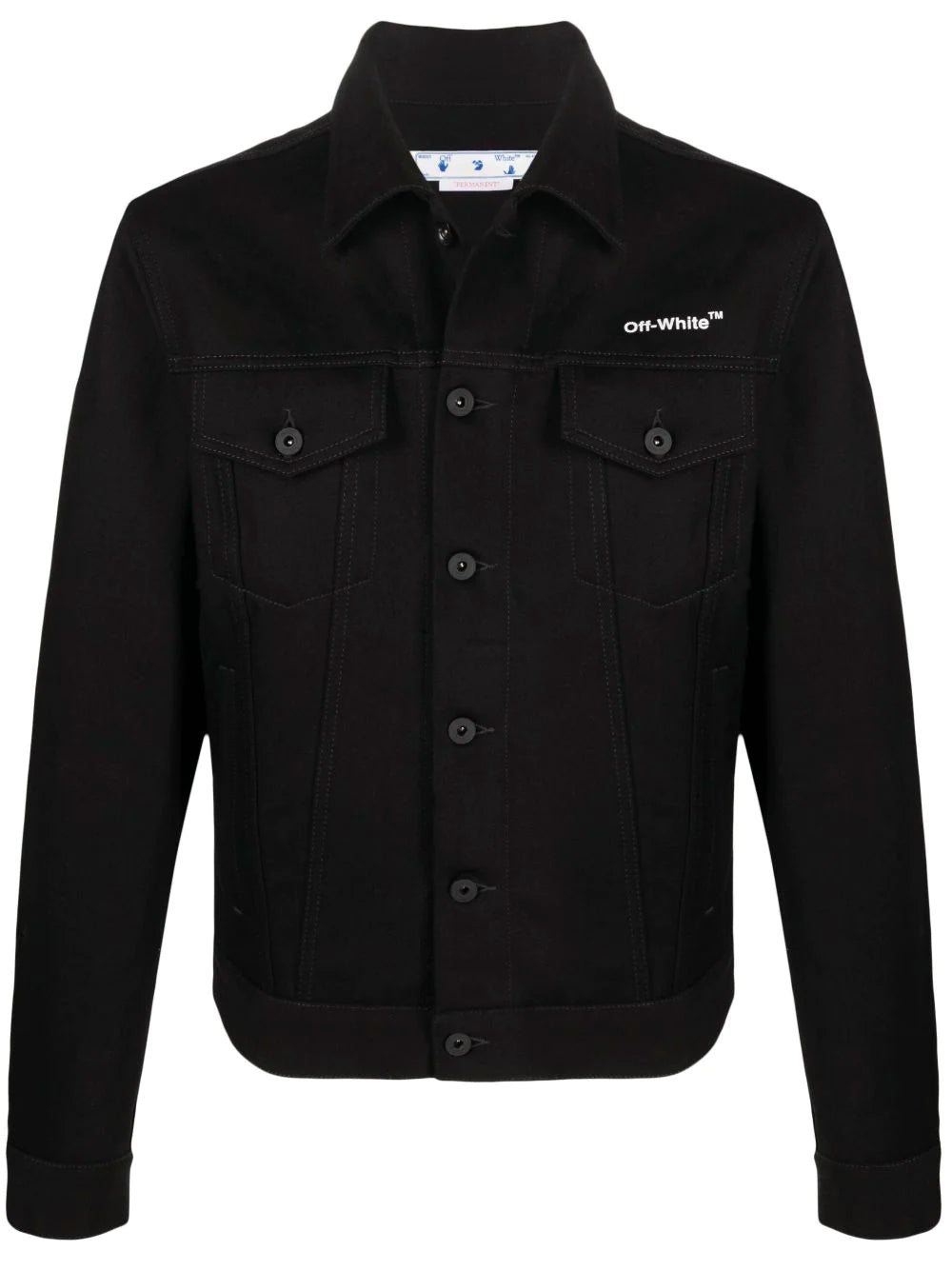 OFF-WHITE Diag Tag Slim Denim Jacket Black – MAISONDEFASHION.COM OFF-WHITE Diag Tag Slim Denim Jacket Black – MAISONDEFASHION.COM