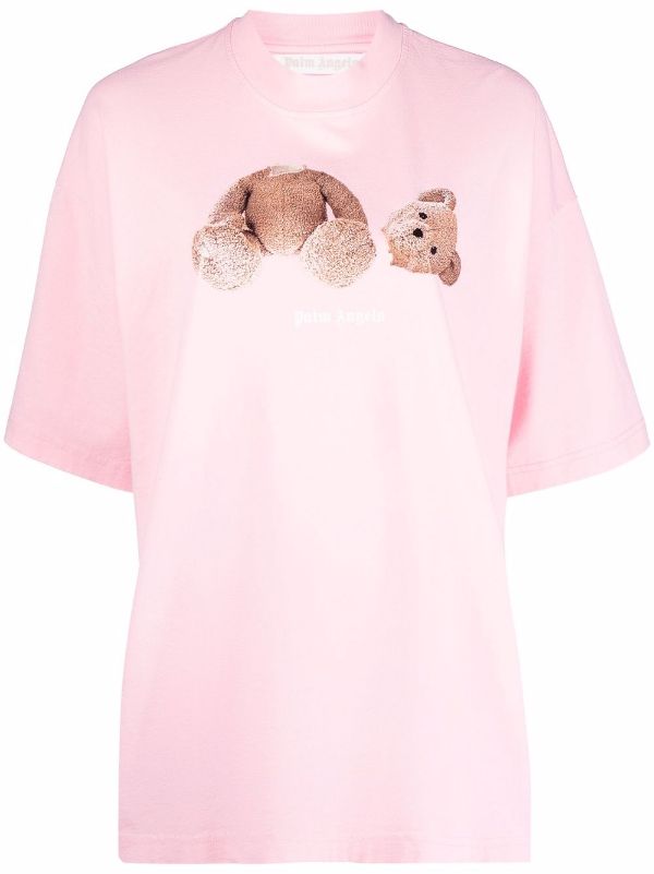 PALM ANGELS WOMEN Bear Loose Fit T-Shirt Pink - MAISONDEFASHION.COM