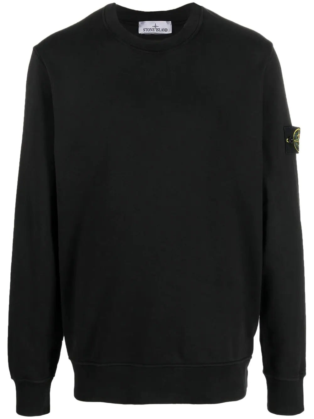 STONE ISLAND Logo Patch Cotton Sweatshirt Black - MAISONDEFASHION.COM