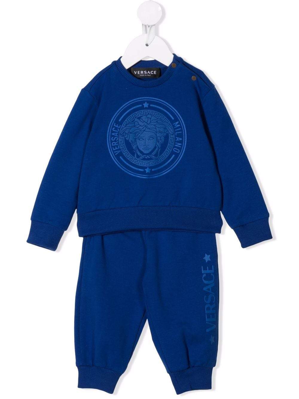 VERSACE BABY Medusa-print cotton tracksuit set Blue - MAISONDEFASHION.COM