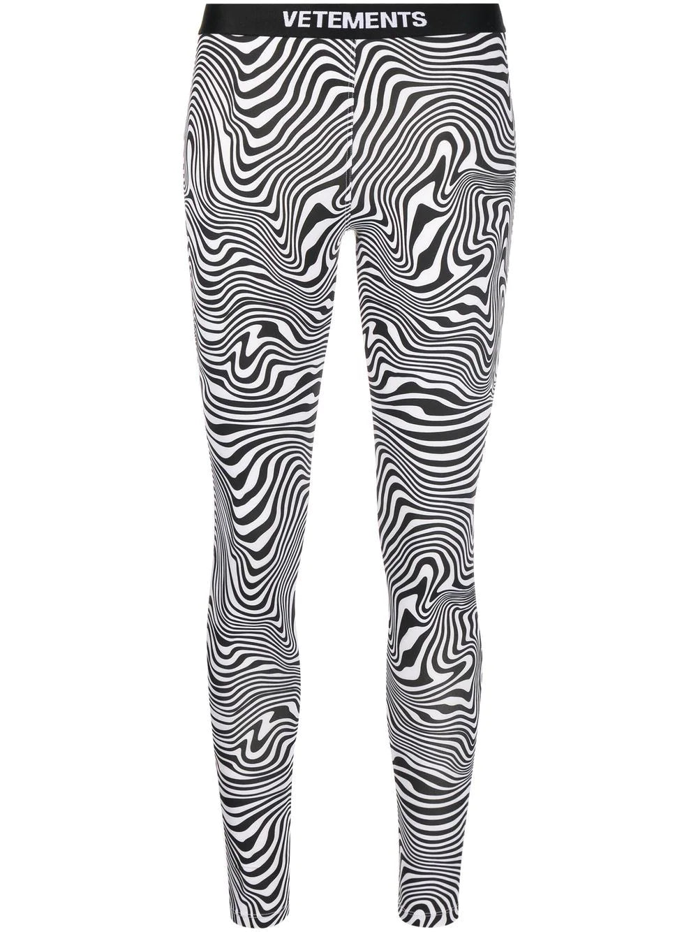 VETEMENTS WOMEN  Stripe-print logo-waistband leggings Black - MAISONDEFASHION.COM