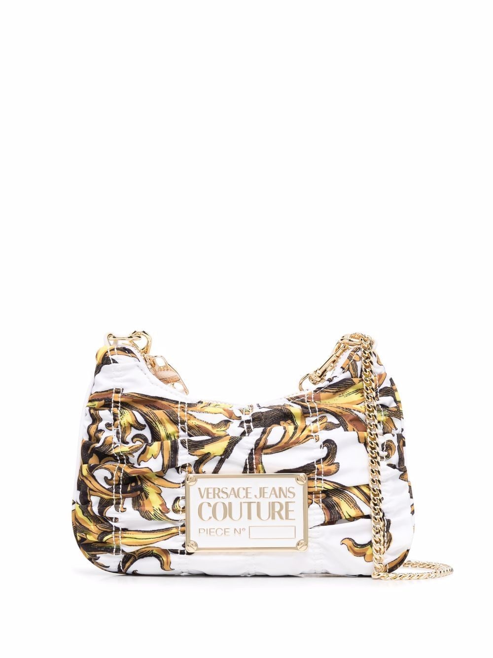 VERSACE JEANS COUTURE WOMEN Logo Plaque Pleated Baroque Bag White - MAISONDEFASHION.COM