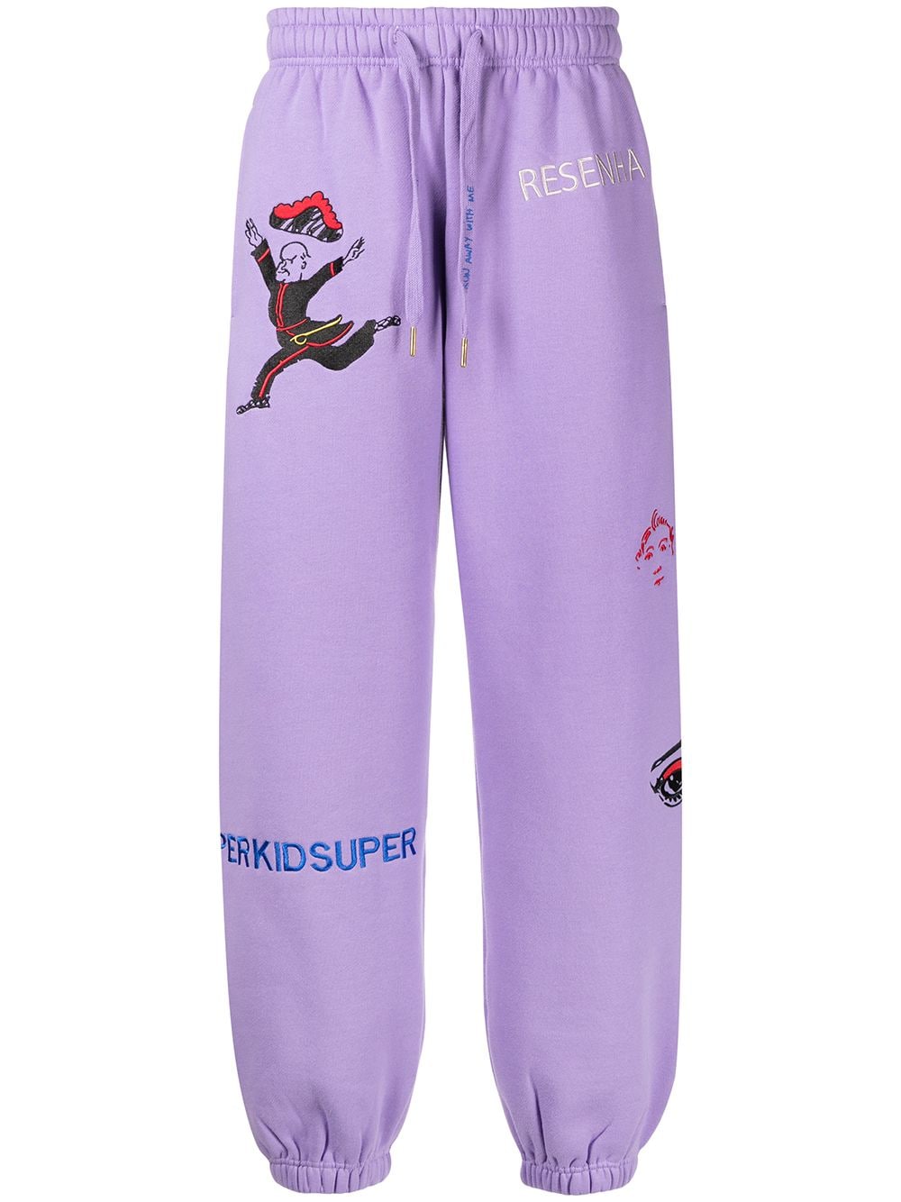 KIDSUPER Logo-print track pants Violet - MAISONDEFASHION.COM