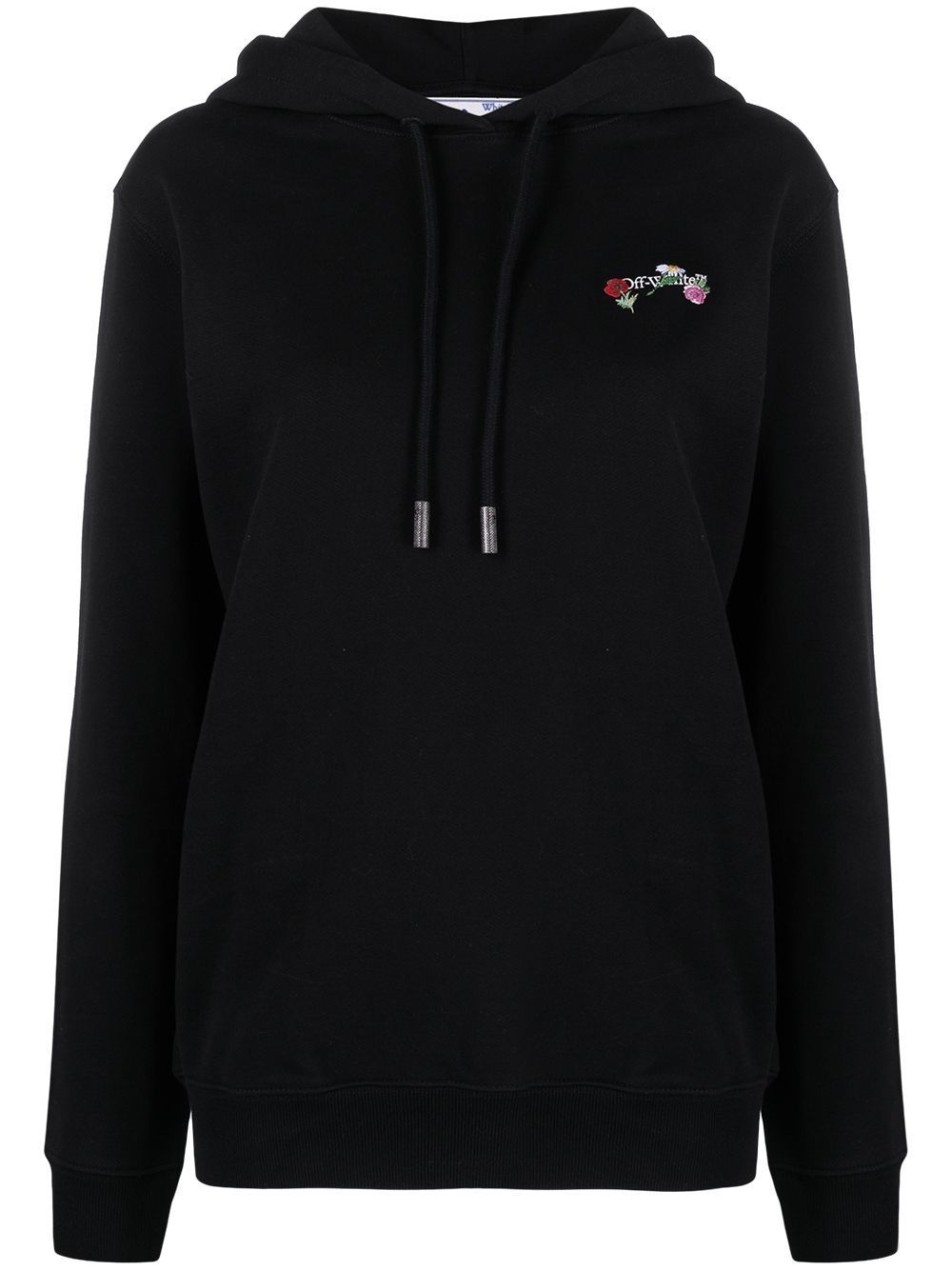 OFF-WHITE WOMEN Embroidered floral Arrow hoodie Black - MAISONDEFASHION.COM