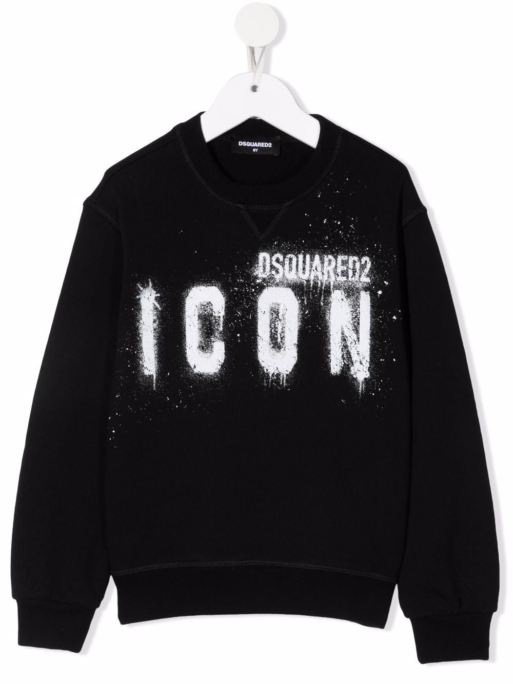 DSQUARED2 KIDS Icon Spray Logo Print Sweatshirt Black - MAISONDEFASHION.COM