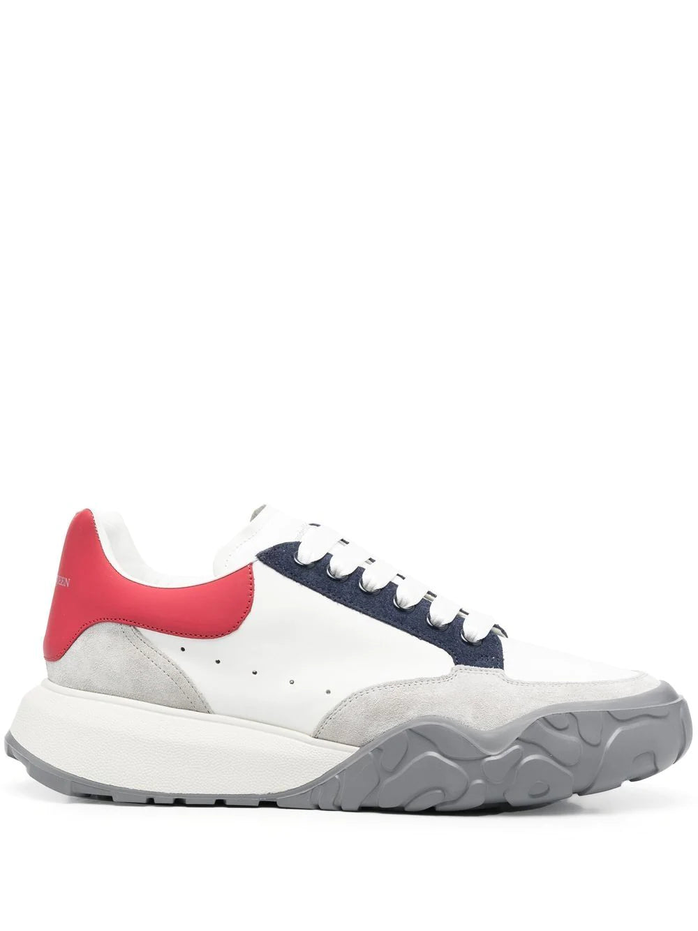 Alexander McQueen Court Leather Low Top Sneakers White/Grey - MAISONDEFASHION.COM