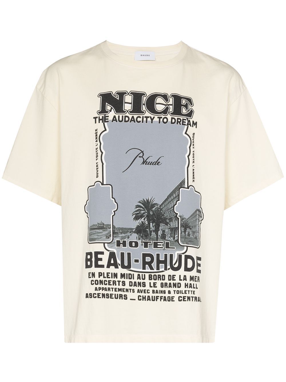 RHUDE Nice Print T-Shirt White - MAISONDEFASHION.COM
