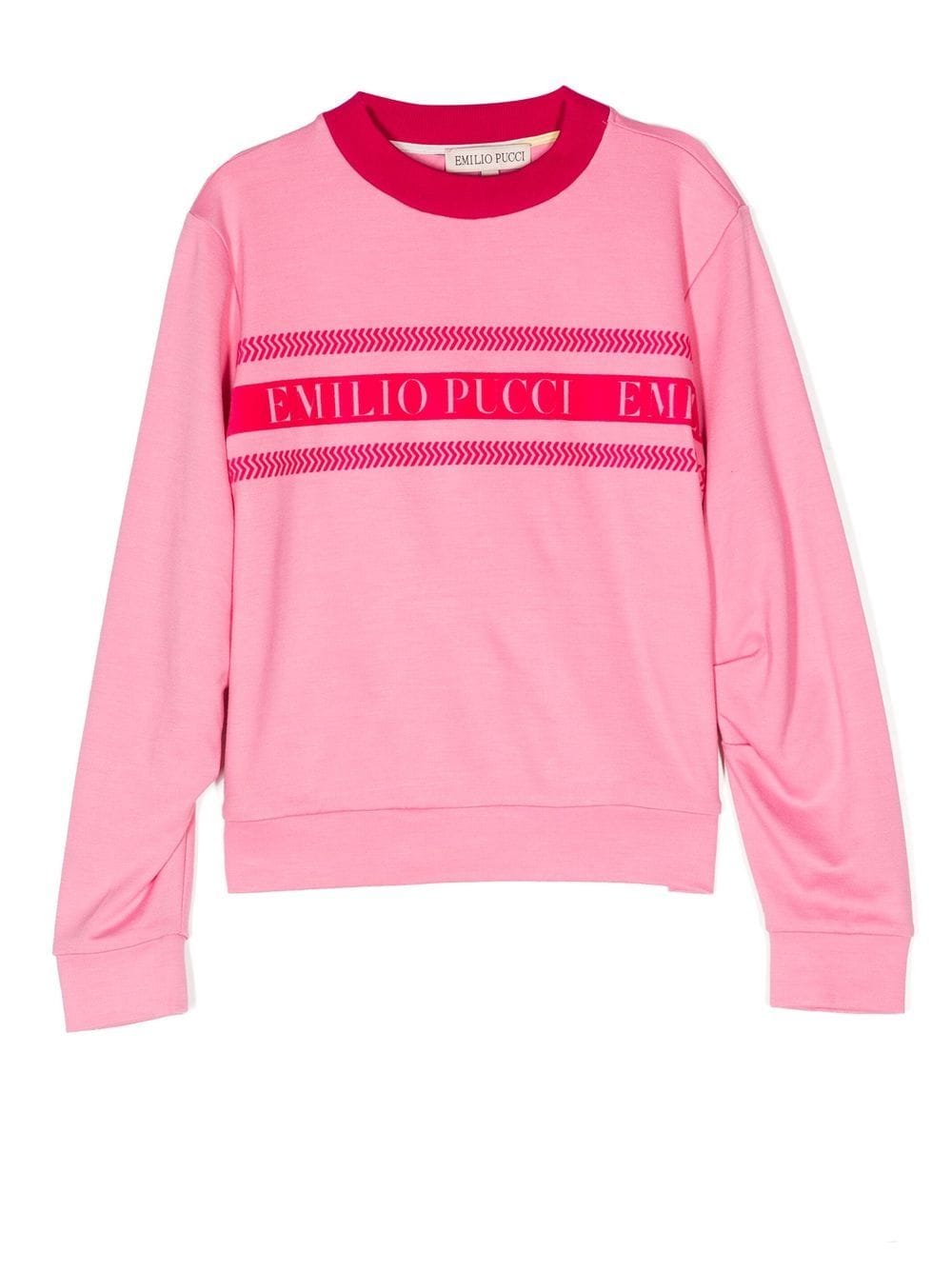 Emilio Pucci Junior Logo crew-neck sweatshirt Pink - MAISONDEFASHION.COM