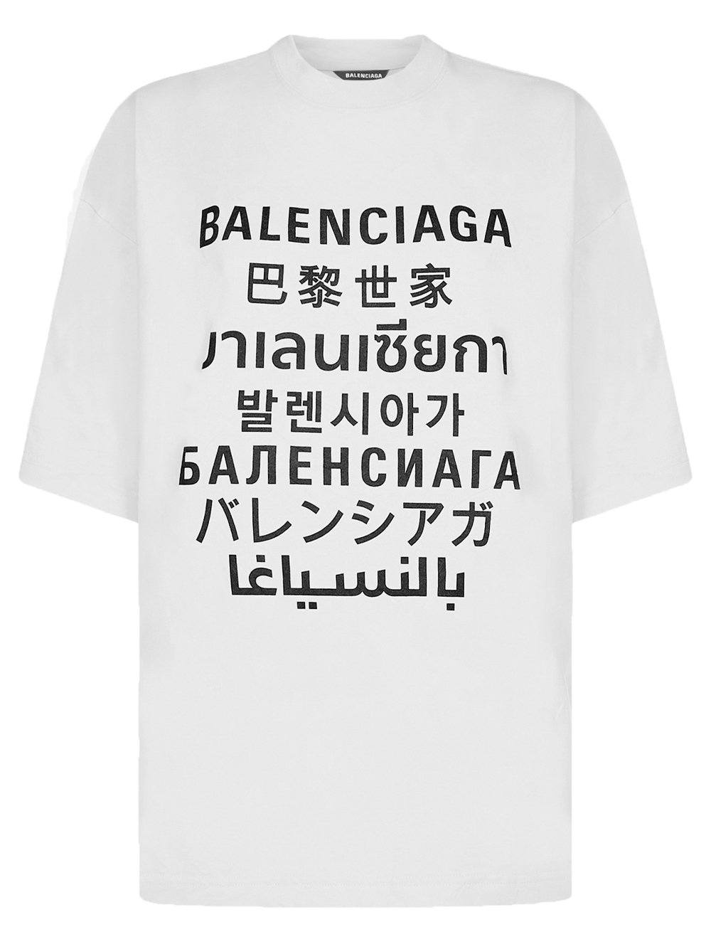 Áo Nam Balenciaga Languages Medium Fit Tee Black 612966TJVI32771  LUXITY
