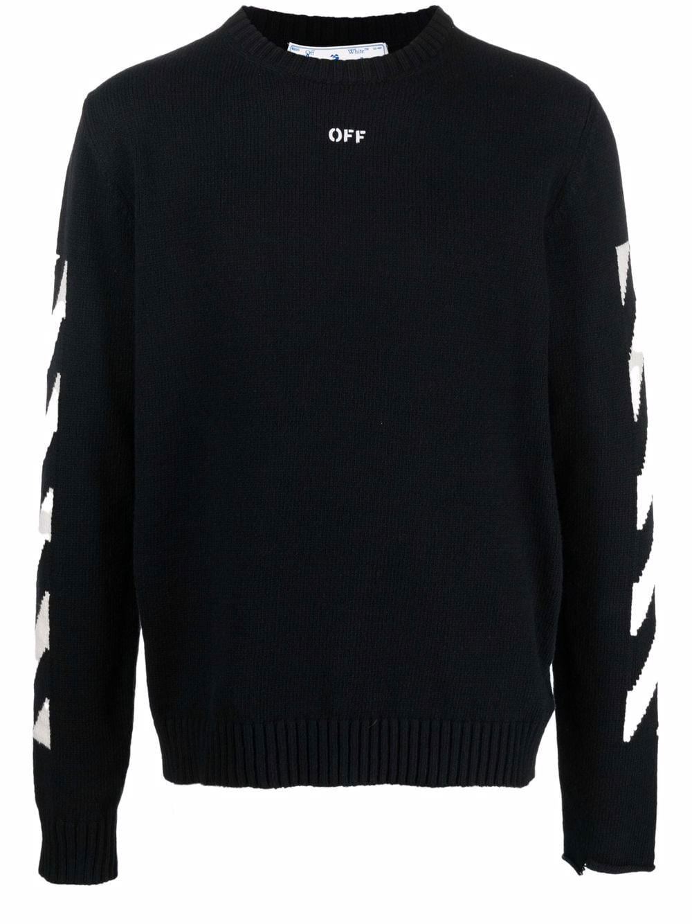 OFF-WHITE Diag Arrow Knitted Sweatshirt Black - MAISONDEFASHION.COM