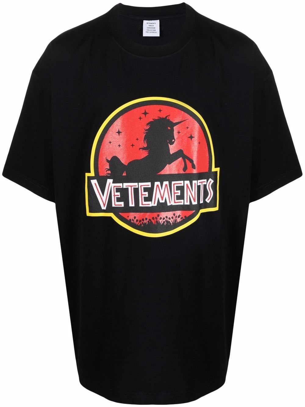 VETEMENTS Unicorn logo-printed T-shirt Black - MAISONDEFASHION.COM