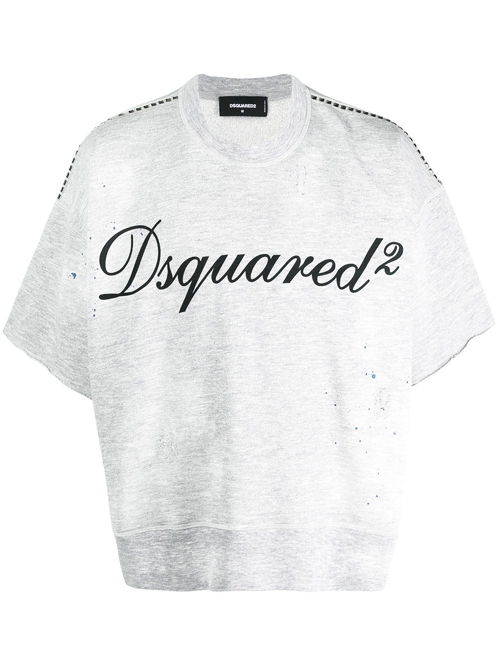 DSQUARED2 Studded Logo T-Shirt Grey - MAISONDEFASHION.COM