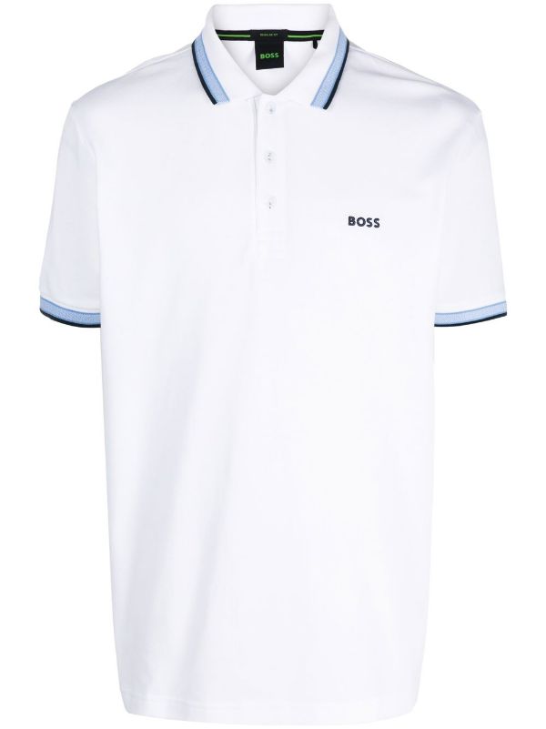 BOSS Embroidered-logo Detail Polo Shirt Natural - MAISONDEFASHION.COM