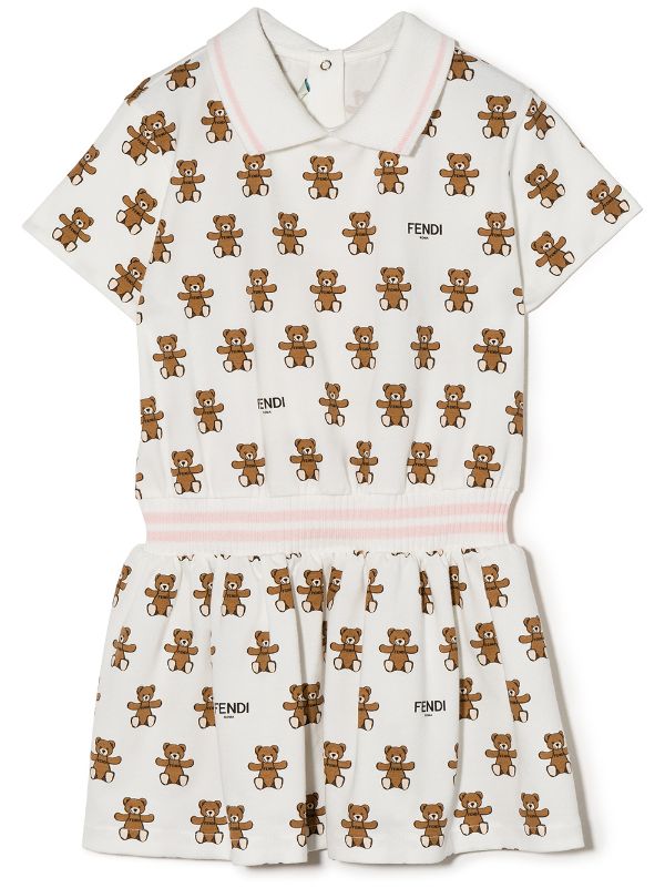 FENDI BABY Teddy Dress White - MAISONDEFASHION.COM