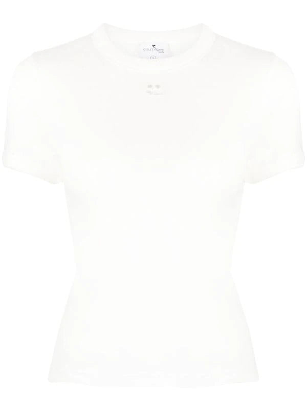 COURRÉGES WOMEN Cotton Classical T-Shirt Heritage White - MAISONDEFASHION.COM