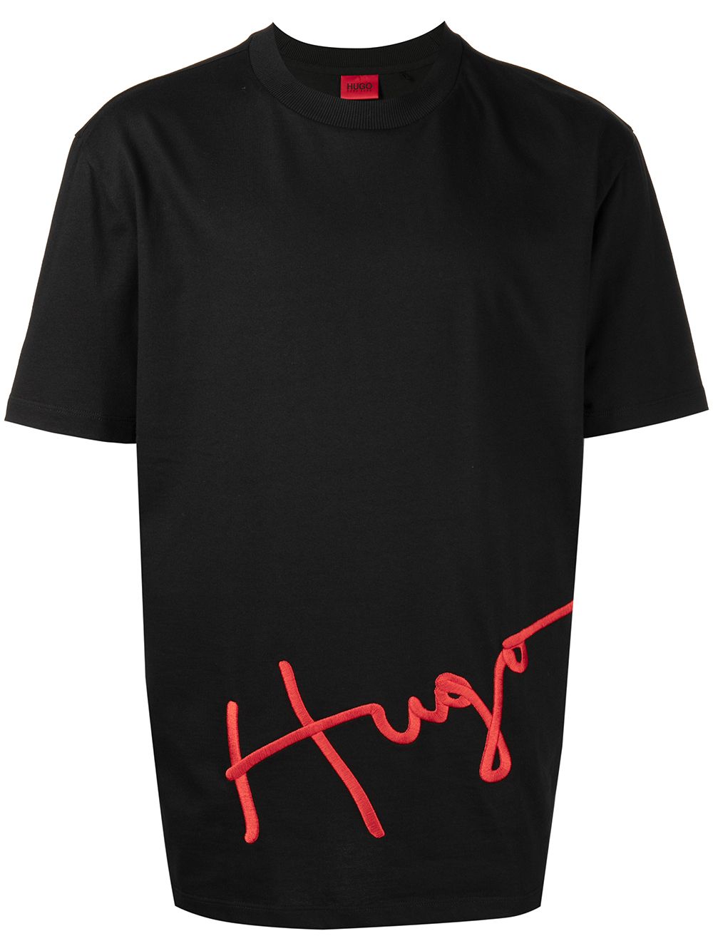 HUGO Logo-print short-sleeved T-shirt Black - MAISONDEFASHION.COM