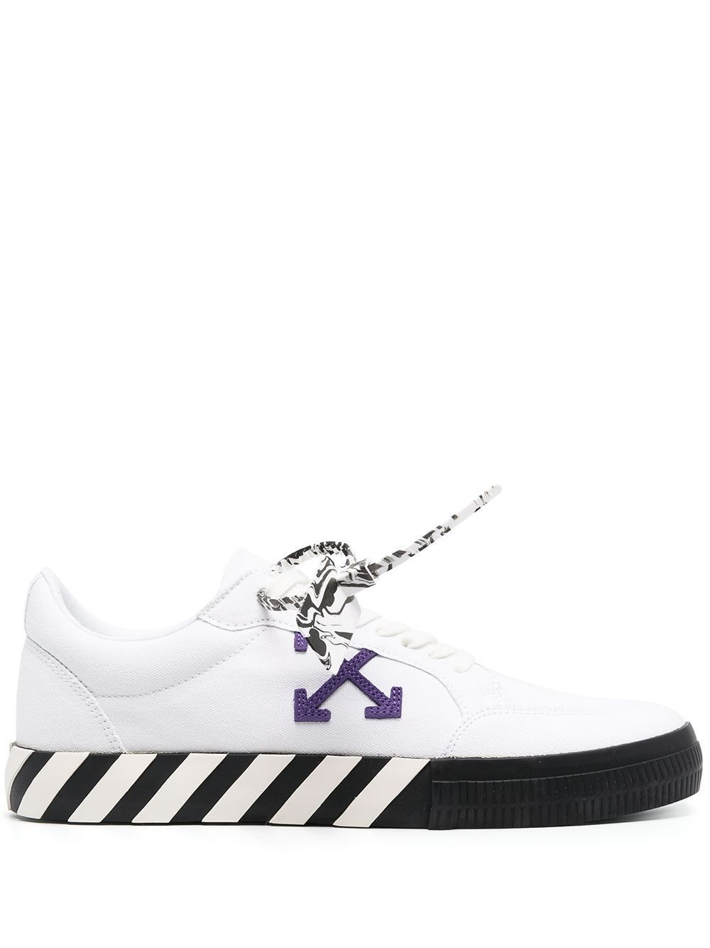 OFF-WHITE Low Vulcanized Canvas Sneakers White/Purple - Maison De Fashion 