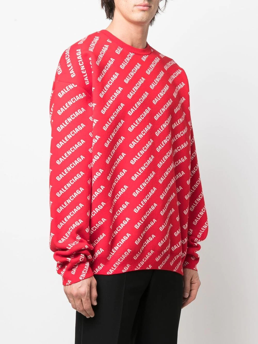 BALENCIAGA Logo Print Sweatshirt Candy Red - MAISONDEFASHION.COM