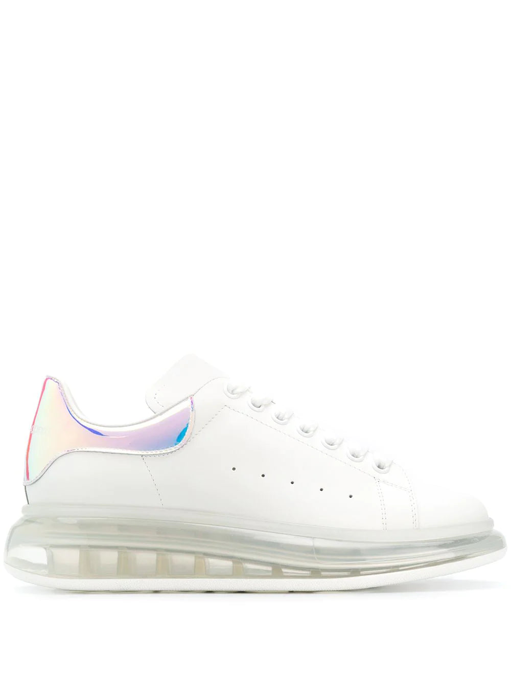 Alexander McQueen Oversized Iridescent Heel Clear Sole Sneakers White/Multi - MAISONDEFASHION.COM