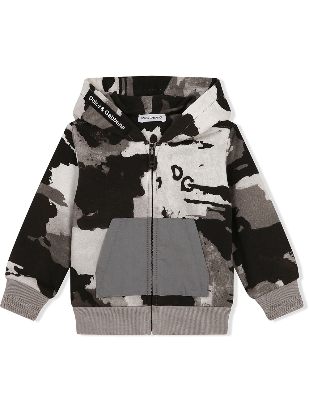 DOLCE & GABBANA BABY Camouflage-print hoodie Grey - MAISONDEFASHION.COM