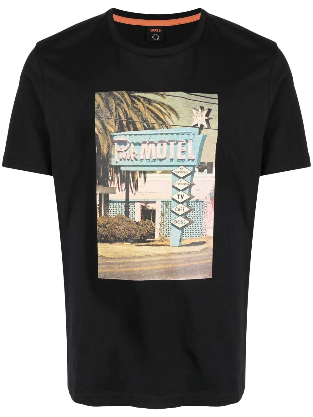 BOSS Motel Print T-Shirt Black - MAISONDEFASHION.COM