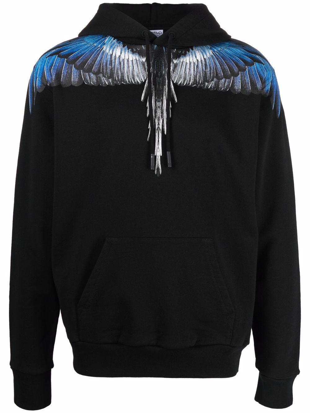 MARCELO BURLON Wings Regular Hoodie Black/Blue - MAISONDEFASHION.COM