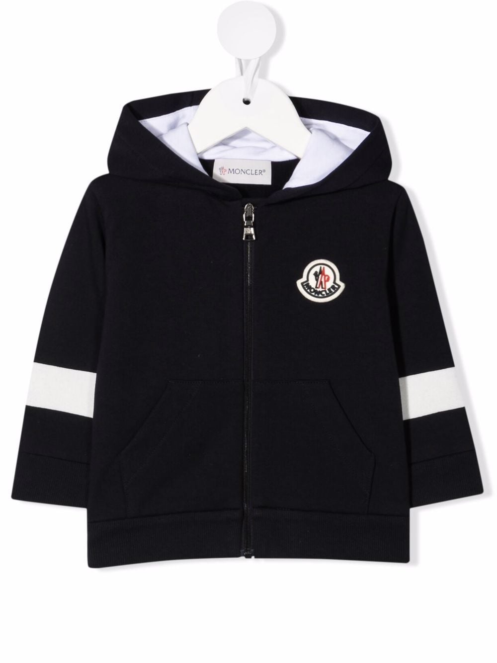 MONCLER BABY Logo-patch hooded jacket Navy - MAISONDEFASHION.COM