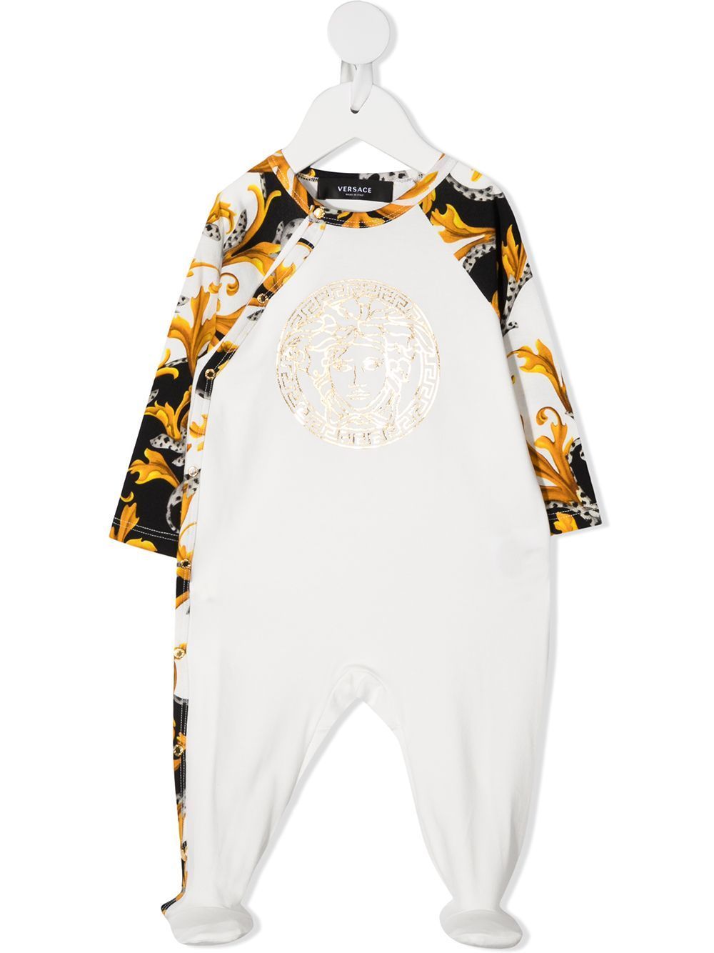 VERSACE KIDS Baby Baroque Babygrow White/Gold - Maison De Fashion 