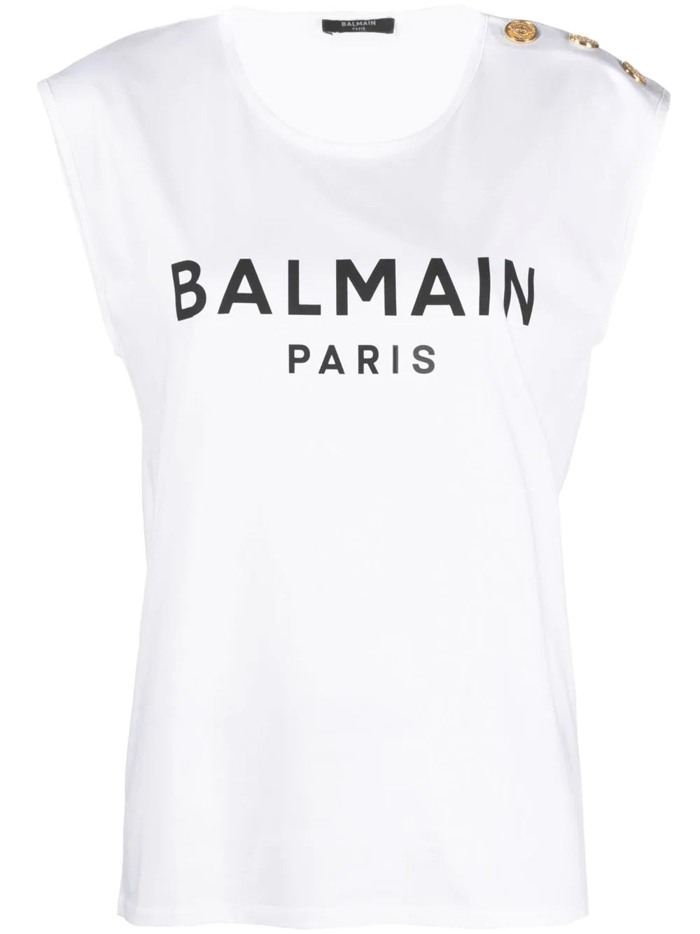 BALMAIN WOMEN 3 Button Logo Tank Top White - MAISONDEFASHION.COM
