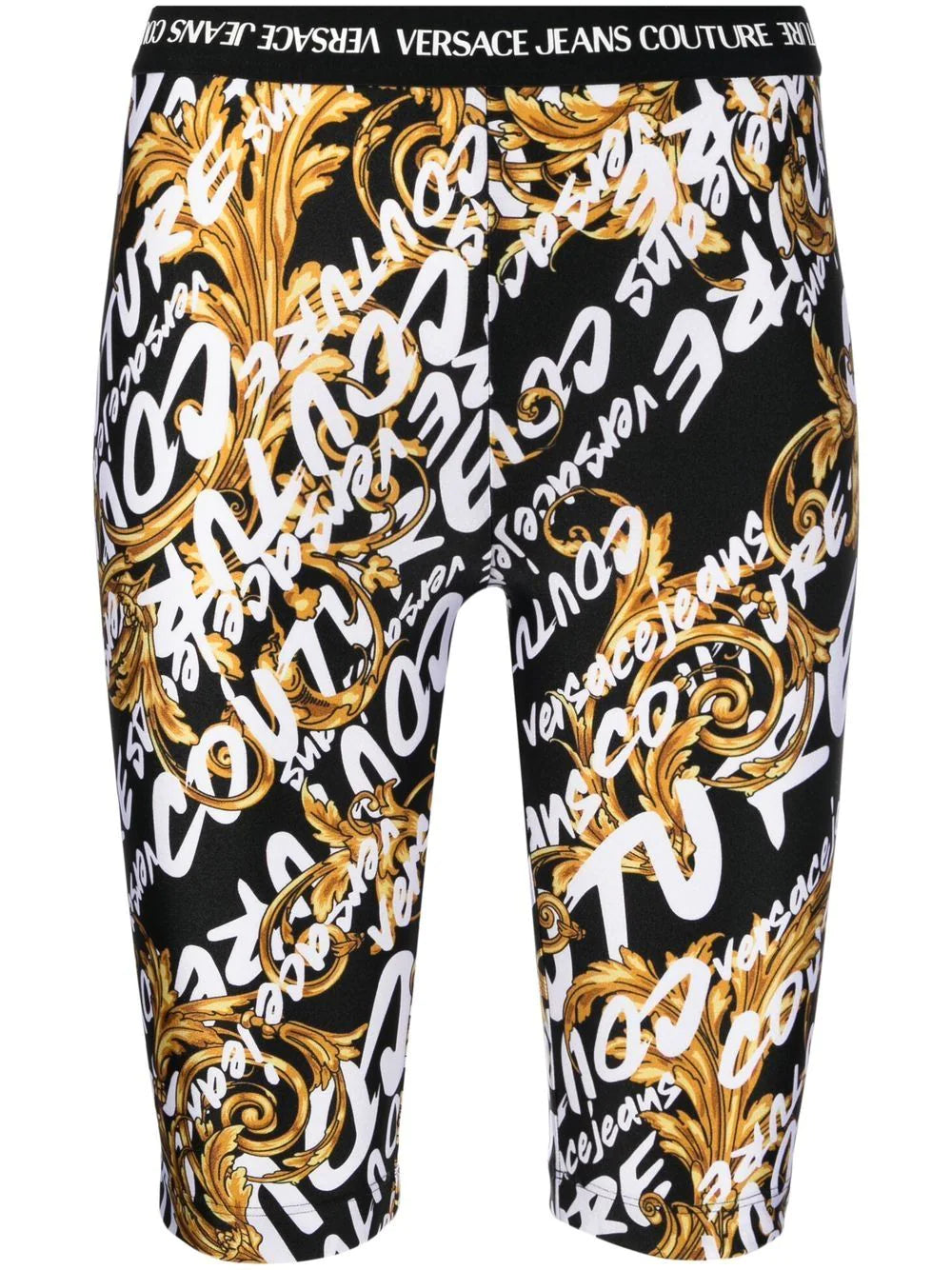 VERSACE WOMEN Baroque Print All Over Logo Shorts Black - MAISONDEFASHION.COM