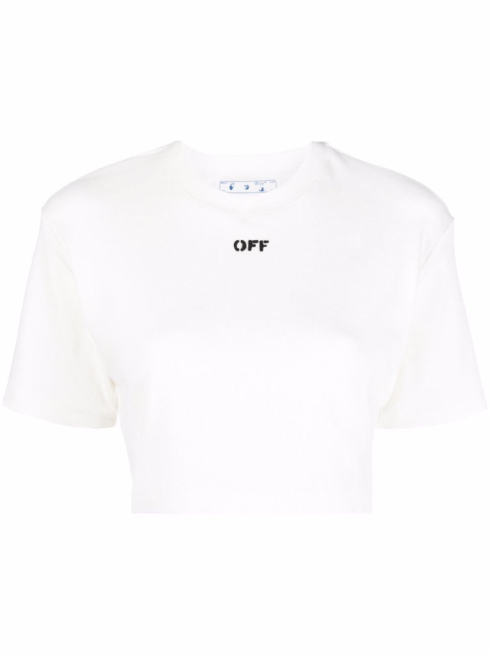 OFF-WHITE WOMEN Off Stamp Cropped T-Shirt White - MAISONDEFASHION.COM