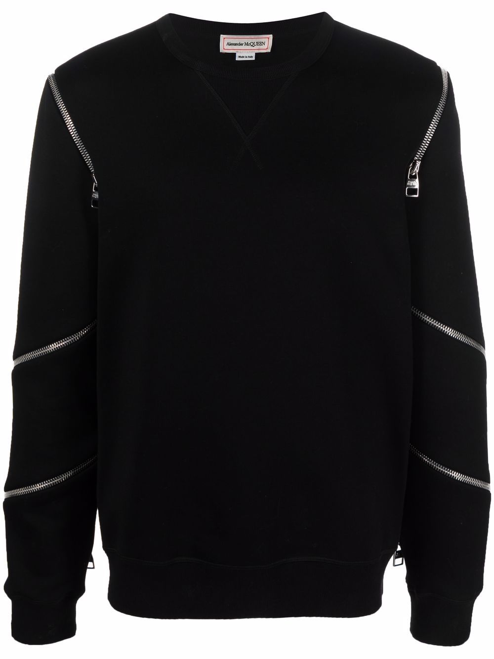 ALEXANDER MCQUEEN Zip Detail Sweatshirt Black - MAISONDEFASHION.COM