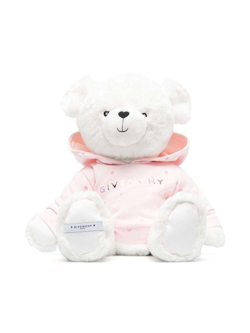 GIVENCHY KIDS Logo embroidered bear soft toy White/Pink - MAISONDEFASHION.COM