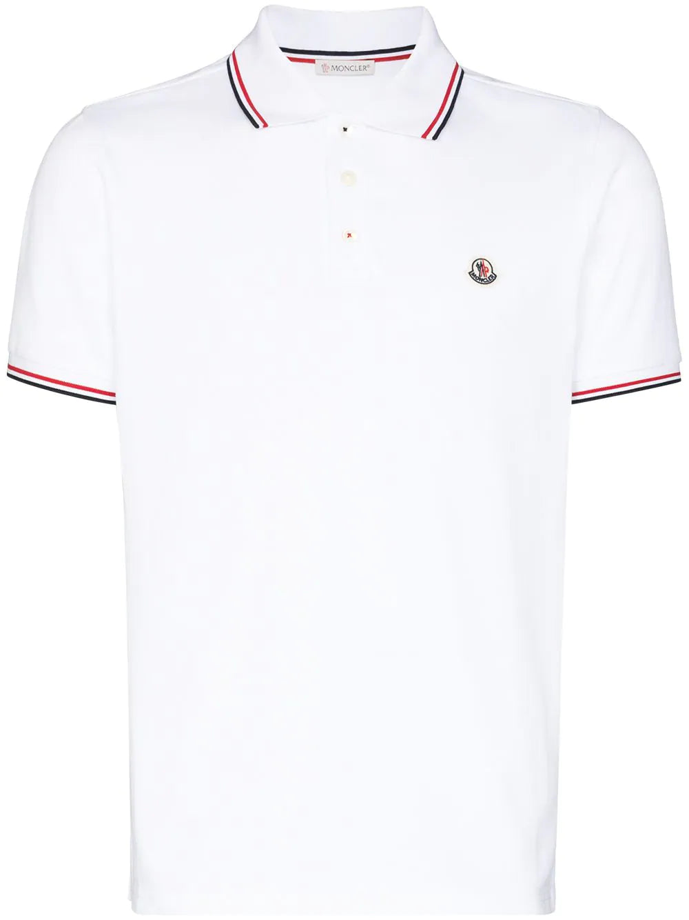 MONCLER Logo Patch Polo Shirt White - MAISONDEFASHION.COM