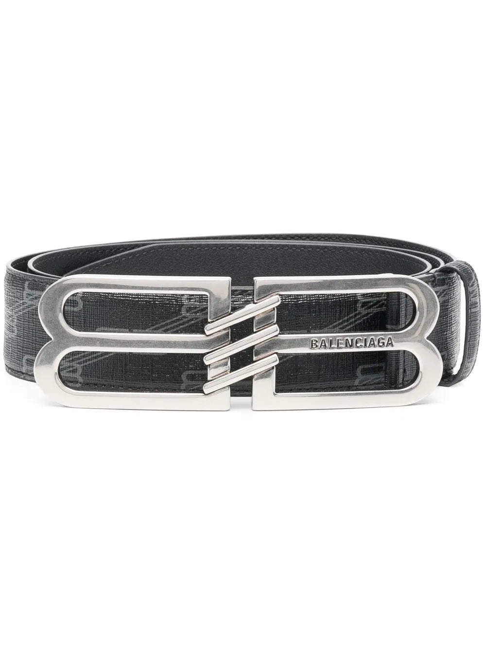 BALENCIAGA BB Logo Buckle Belt Black/Grey - MAISONDEFASHION.COM